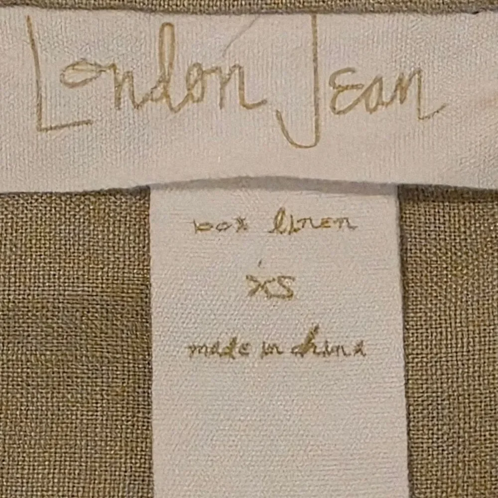 London Jean Toupe 100% Linen Hooded Utility Jacket Size XS